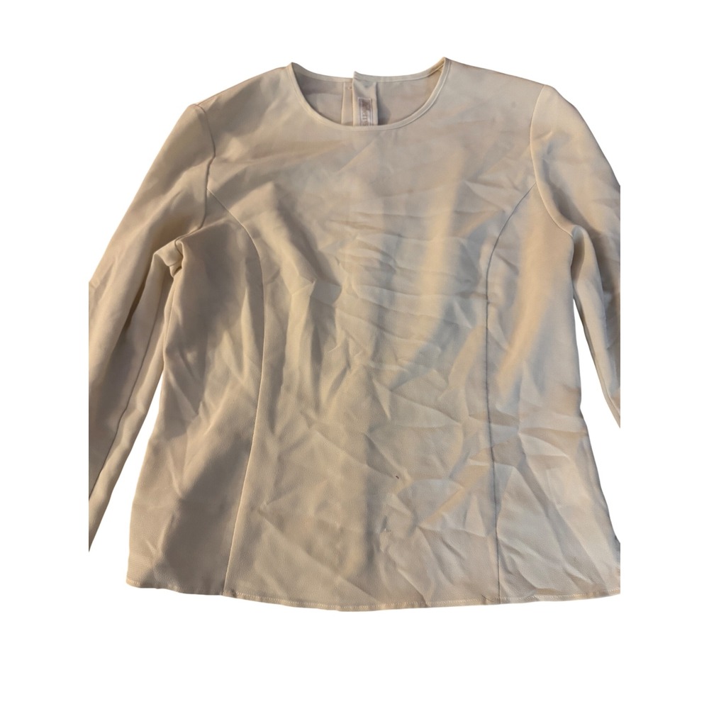 Burberrys Vintage Cream Long Sleeve Button Back Blouse Tailored Crepe Top - Picture 5 of 10